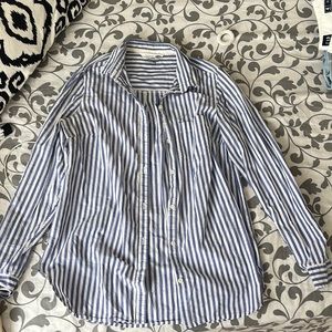 White and Blue Strip Button down size small